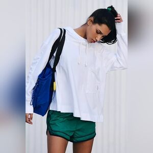 🪷NWT Free People Hot Shot Hooded Layer in White Oversized S 🌙
